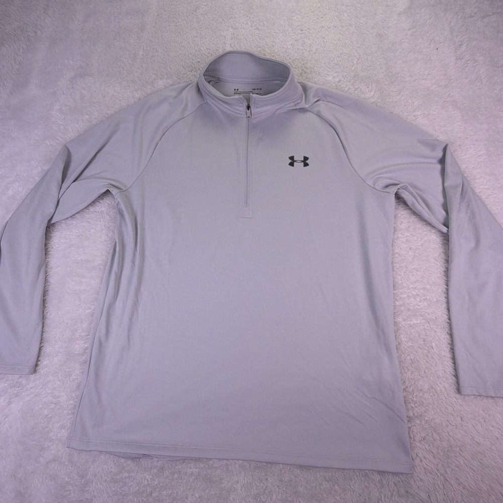 Under Armour Pullover Men's Large Gray Long Sleeve 1/4 Zip Heat Gear Loose